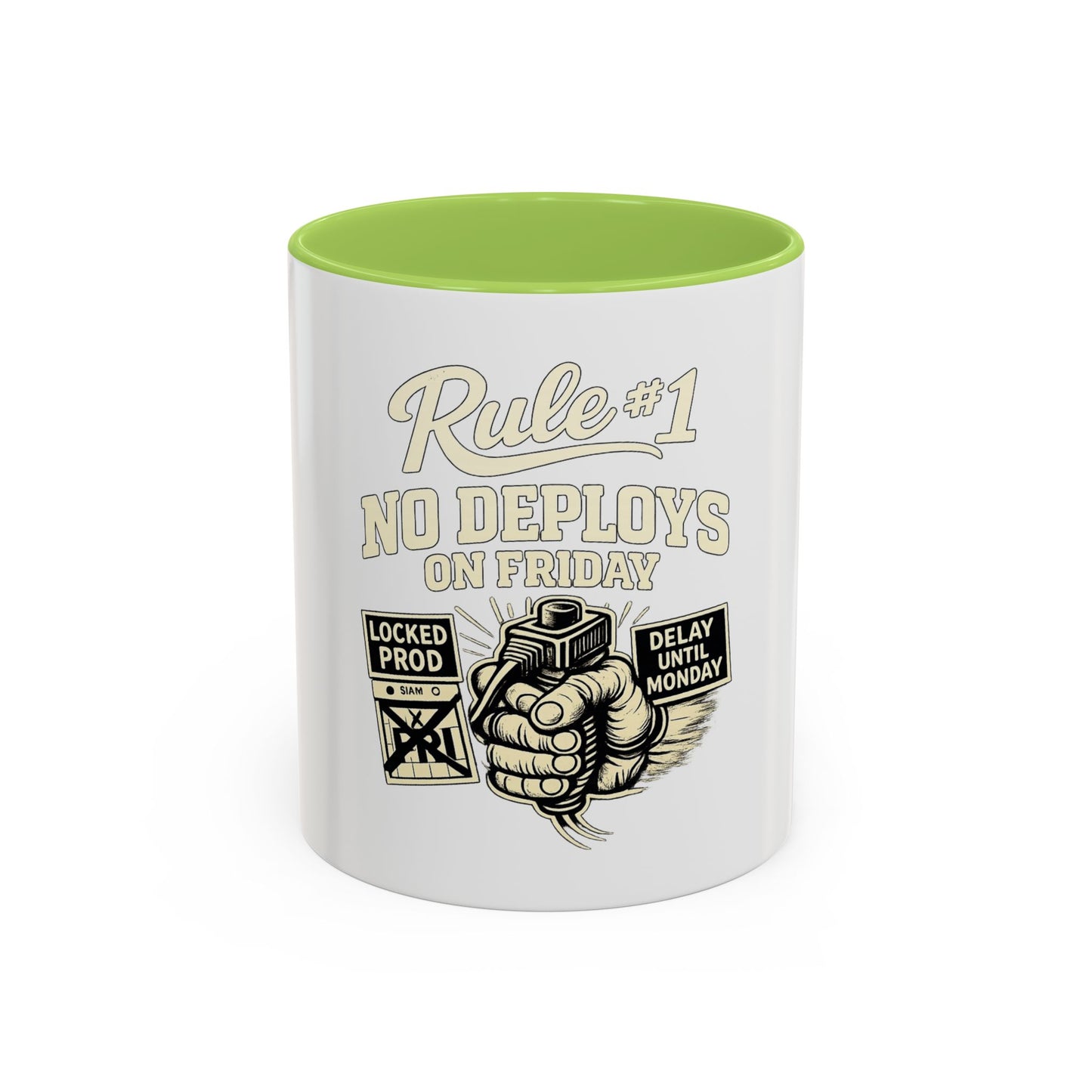 Rule 1 No Deploys on Friday | Developer Coffee Mug