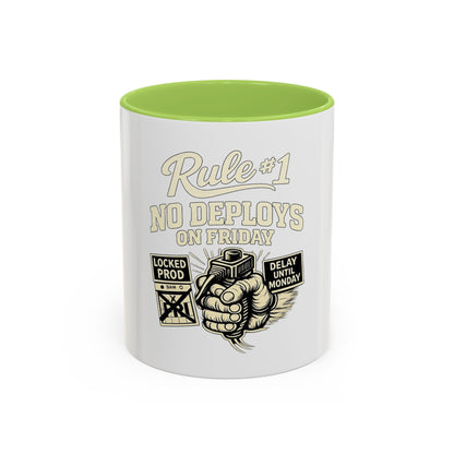 Rule 1 No Deploys on Friday | Developer Coffee Mug