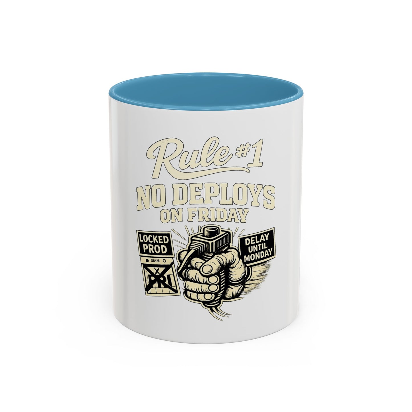 Rule 1 No Deploys on Friday | Developer Coffee Mug
