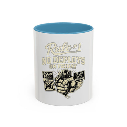Rule 1 No Deploys on Friday | Developer Coffee Mug