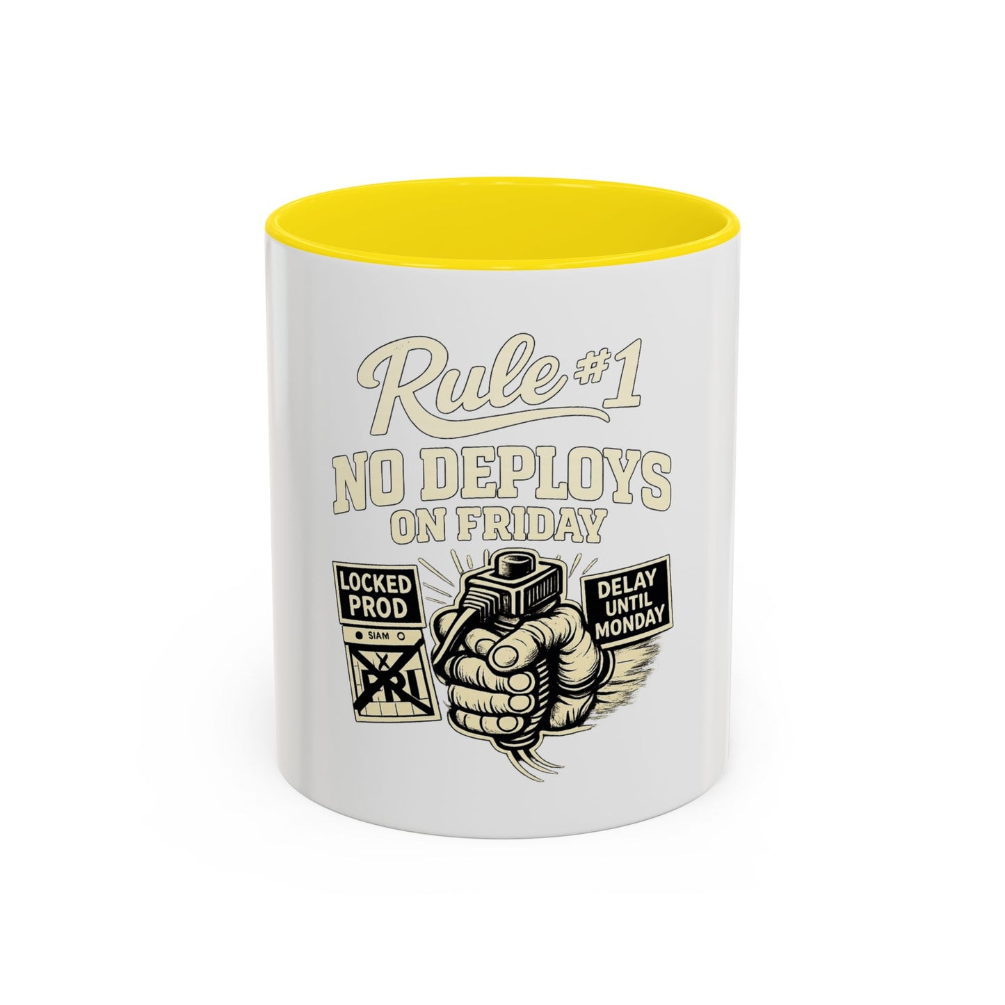 Rule 1 No Deploys on Friday | Developer Coffee Mug