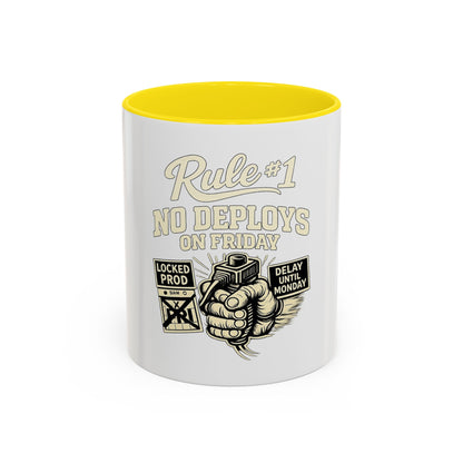 Rule 1 No Deploys on Friday | Developer Coffee Mug