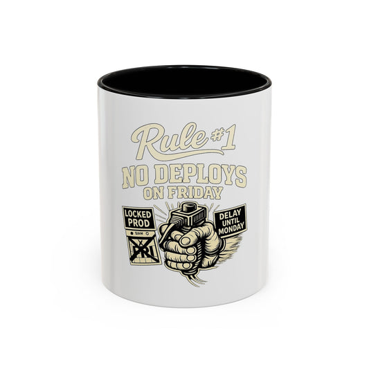 Rule 1 No Deploys on Friday | Developer Coffee Mug